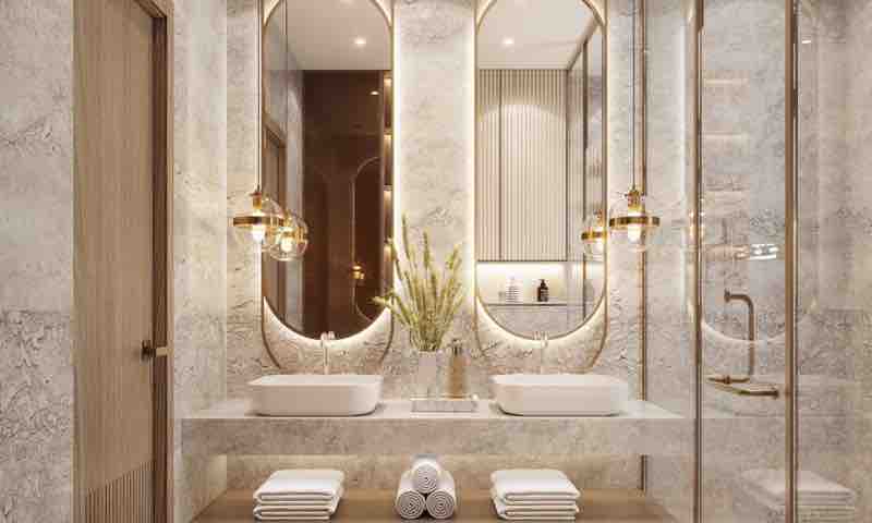 Bathroom in an L&T Aravista apartment