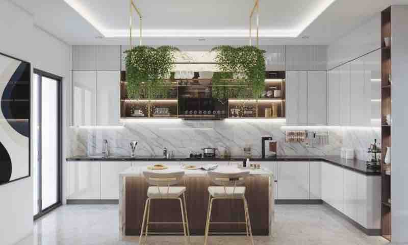 Modular kitchen in an L&T Aravista apartment